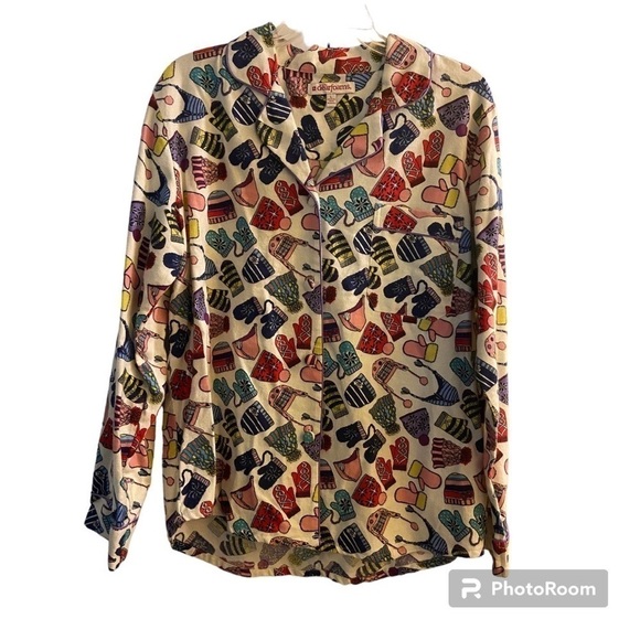 3 for $15 💜 Dearfoams Vanilla Snow Day Pajama Top - Picture 1 of 9